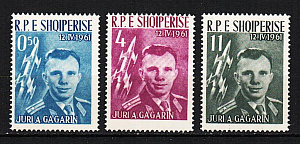 Албания, (1962, Космос, Ю. Гагарин, 3 марки Албания, (1962, Космос, Ю. Гагарин, 3 марки